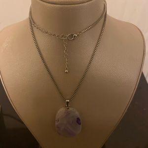 Silver necklace with stone charm pendent